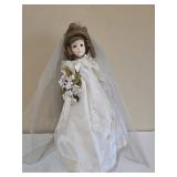 Porcelain Bride Doll in White Wedding Gown