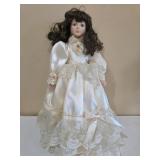 Porcelain Collector Doll in White Lace Dress