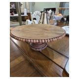 $45 Round Wooden Pedestal Cake Stand with Beaded