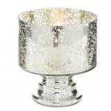 7 in. Silver Glass Handmade Turned Style Pillar Hu