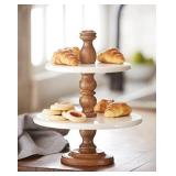 Mud Pie 2-tier Enamel Pedestal Stand Food