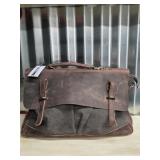 $110 Black Distressed Leather & Canvas Messenger