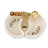 Sectioned Olive Boat Set