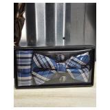 Mad Black/Blue Plaid Silk Bow Tie Box Set