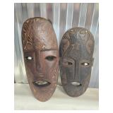 Hand-Carved Decorative Tribal Wall Masks Set 2