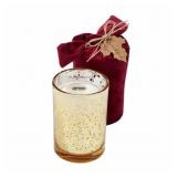 Burgundy Velvet Wrapped Candle, Red