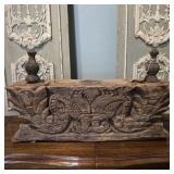 Hand-Carved Solid Wood Candle Holder Centerpiece