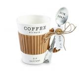 Mud Pie 4351014S Corrugate Sleeve Ceramic Mug Set,