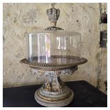 $350 MAC Sculpture Crown Glass Cloche Stand
