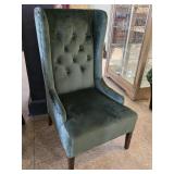 Green Velvet Wingback Accent Chair