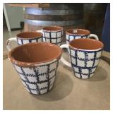 Mud Pie Plaid Terracotta Coffee Mugs - Set of 5