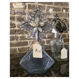 $175 Ornate Glass Bottle w/ Jeweled Cross Finial