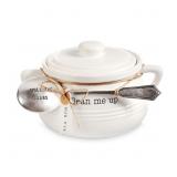 Mud Pie Bake Bean 3 Piece Pot Set,White