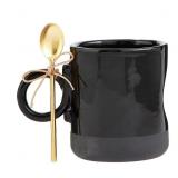 Mud Pie Blk Black Stoneware Mug, 12 oz
