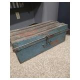 $195 Vintage Distressed Blue Metal Storage Trunk
