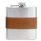 Mud Pie Drinks Well Leather Band Flask, Silver