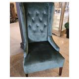 Green Velvet Wingback Accent Chair
