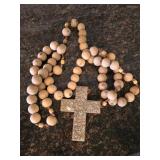 $125 5 6' Wood Bead Garland w/Cross