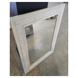 White Framed Wall Mirror Beaded Accent Mirror