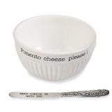 Mud Pie Pimento Cheese Fluted Ceramic Dip Bowl Ser