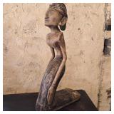 Hand-Carved Tribal Woman Sculpture