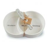 Mud Pie Condiment Serving Set, Mustard, Mayo, Ketc