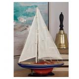 5 in. x 26 in. Dark Brown Wood Sail Boat Sculpture
