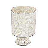 Deco 79 Glass Candle Holder Silver 6' D, 9' H-2467