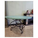 $395 Distressed Turquoise Round Accent Table