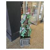 Decorative Topiary Cone in Wooden Planter ï¿½ 34.5'