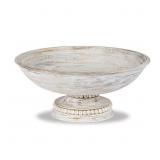 Mud Pie Beaded Wood Pedestal Bowl, White, 6' X 14'