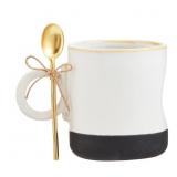 Mud Pie White Black Stoneware Mug
