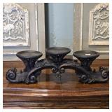 18' Ornate Dark Metal 3-Pillar Candle Holder