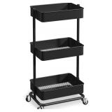 3 Tier Utility Rolling Cart, Heavy Duty Metal Roll