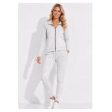 Large Women's Heather Gray Zip-Up Hoodie & Jogger