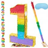 20 Inch Number 1 Pi ata Rainbow with 30 Inc