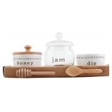 $30 Mud Pie Honey, Jam & Dip Set, White, jars