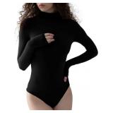 Small Women's Long Sleeve Bodysuit Mock Turtle Nec