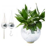 Disco Ball Planter, 8' Silver Disco Ball Planter,