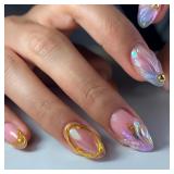 Summer Press on Nails Short Oval Fake Nails with 3