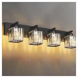 $81 Black Crystal Bathroom Vanity Light, 4-Light M