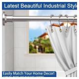 BRIOFOX Industrial Shower Curtain Rod - 2-in-1 Des