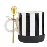 $19 Mud Pie Stripe Black Stoneware Mug