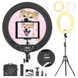 $90 18 inch Ring Light with Stand,60W Bi-Color 300