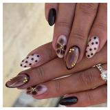 24Pcs Fall Winter Almond Press on Nails Medium Fak