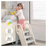 Foldable Step Stool for Bathroom Sink, Adju