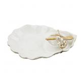 $42 Mud Pie Oyster Chip and Dip Set, White, Server