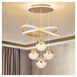 $130 Modern Gold LED Chandeliers, 3-Color Dimmable