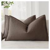 Pack of 2, Decorative Linen Soild Throw Pillows