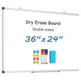 WALGLASS Double Sided White Board Dry Erase, 36'x2